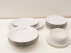 Timeless white ceramic dishware set, perfect for elegant dining and versatile meal presentations.