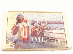 Celebrate Sinterklaas with this vibrant historical puzzle depicting festive harbor traditions.