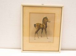 Playful chestnut foal illustration capturing youth and vitality in animal art.