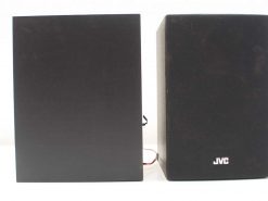 Stylish JVC speakers in sleek black and textured design, perfect for audio enthusiasts.