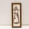 Charming vintage illustration of a girl in a rustic wooden frame, radiating childhood nostalgia.