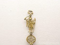 Vintage gold angel warrior pendant with intricate detailing and elegant design.