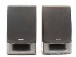 Vintage Sharp desktop speakers with stylish design and powerful sound for music and gaming.