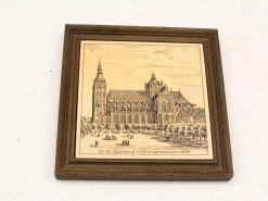 Vintage sepia artwork of St. Johns Church in s-Hertogenbosch, Netherlands, from 1850.