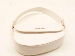 Stylish white Valentino handbag with gold accents, perfect for any occasion.