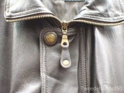 Stylish vintage brown leather jacket for men with a sleek design and timeless appeal.