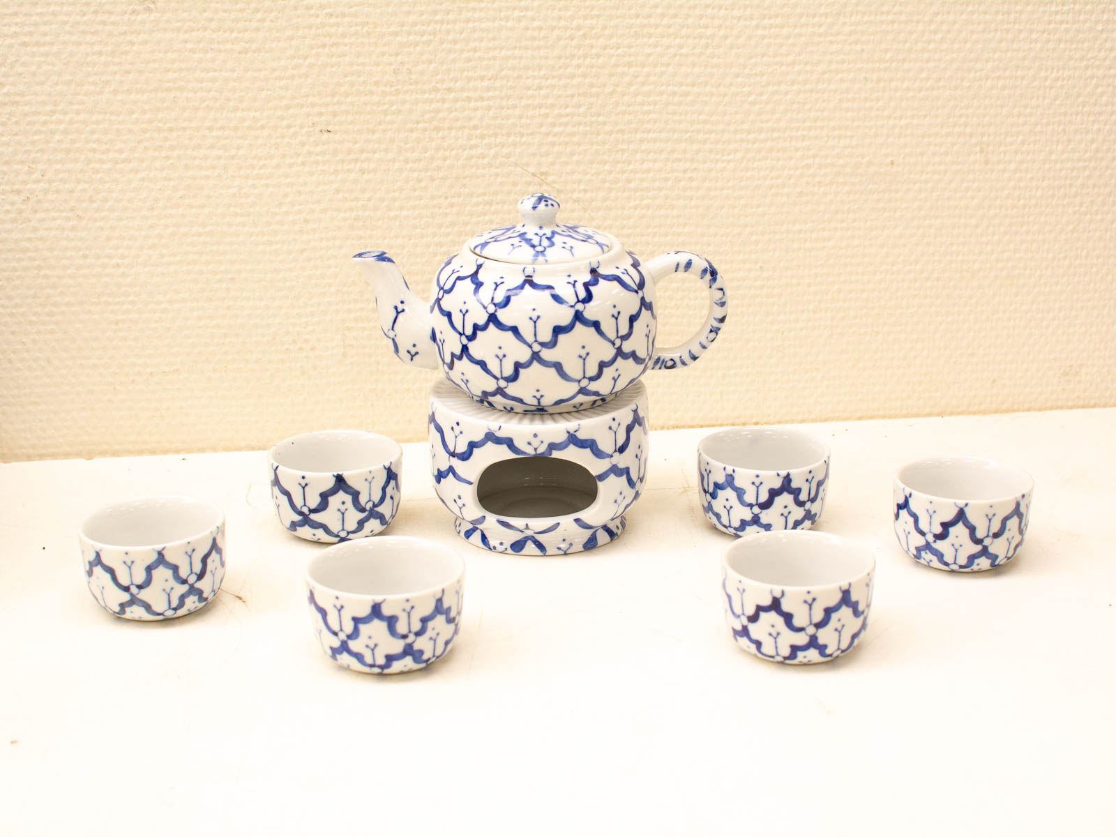 Elegant blue-and-white porcelain tea set for cozy gatherings and special tea moments.