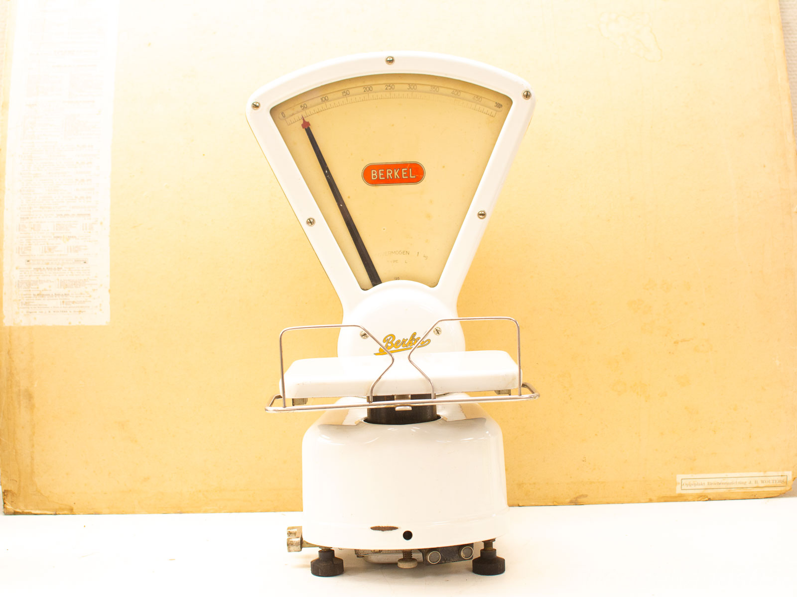 Classic vintage Berkel weighing scale with semi-circular dial, perfect for decor or functional use.