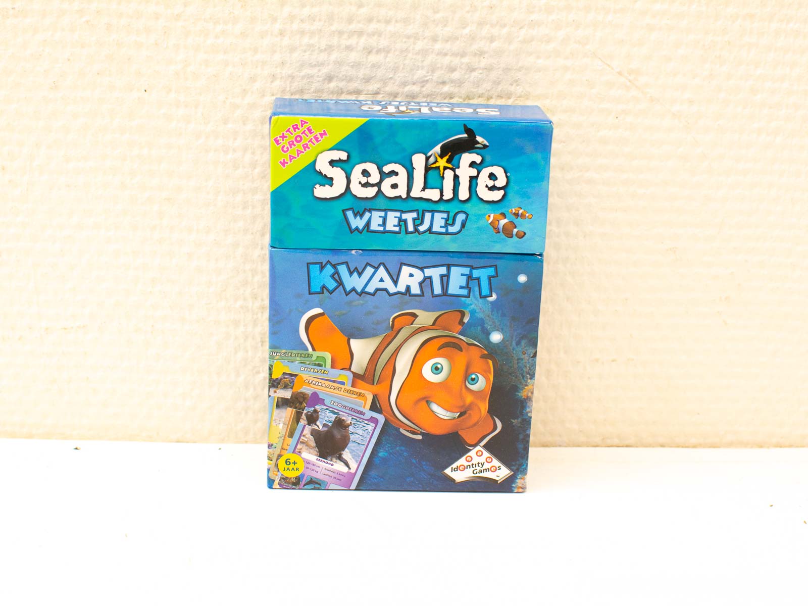 Vibrant SeaLife Trivia Card Game for Kids, featuring fun facts and cheerful clownfish design.