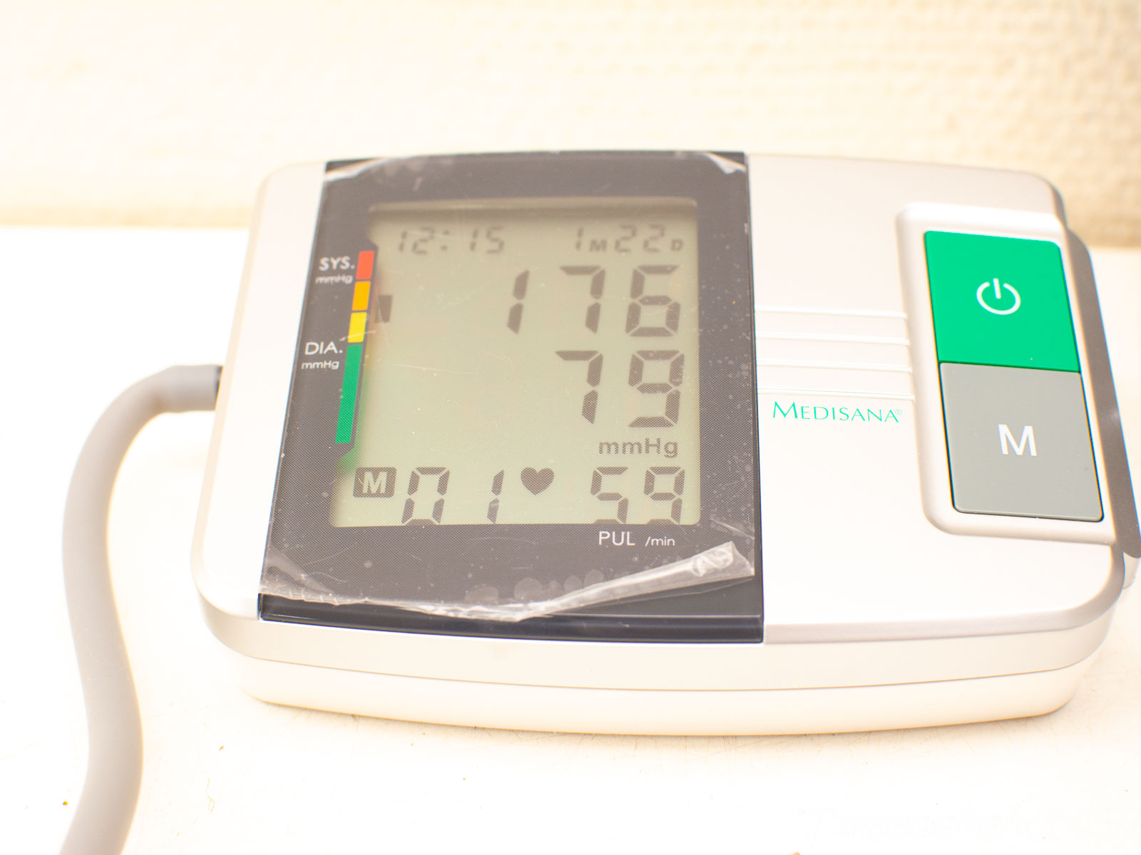 Sleek Medisana digital blood pressure monitor for easy home health tracking and management.