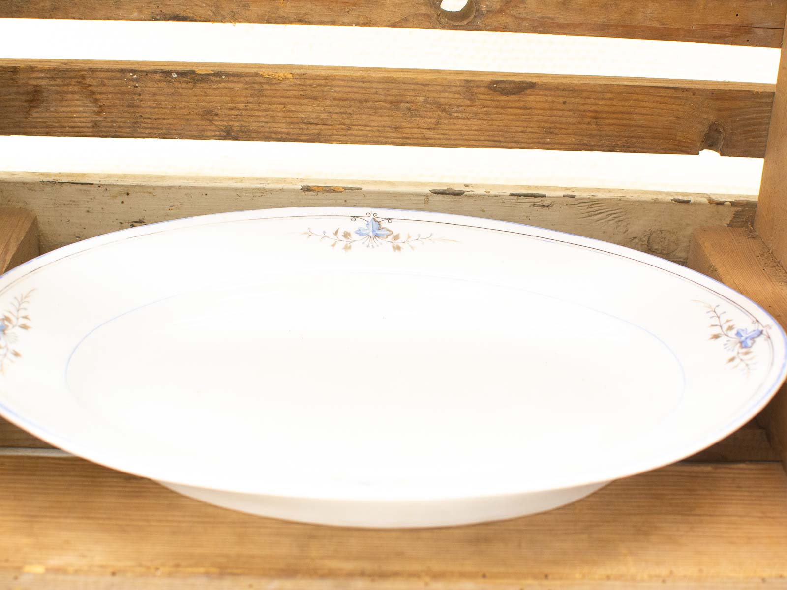 Elegant oval porcelain platter with blue floral design, perfect for any gathering or occasion.