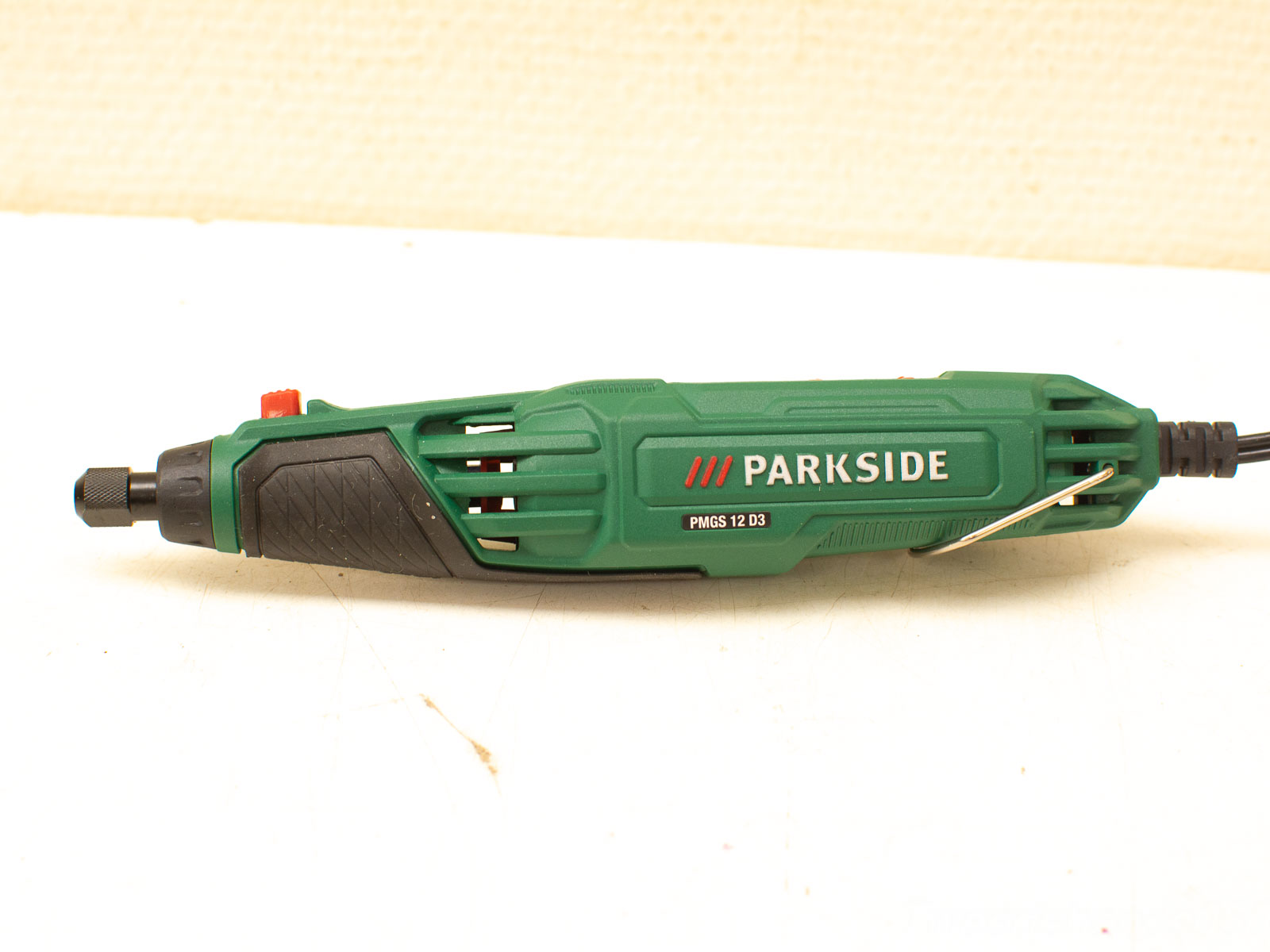 Compact Parkside PMGS 12 D3 Rotary Tool for precision cutting, grinding, and polishing tasks.