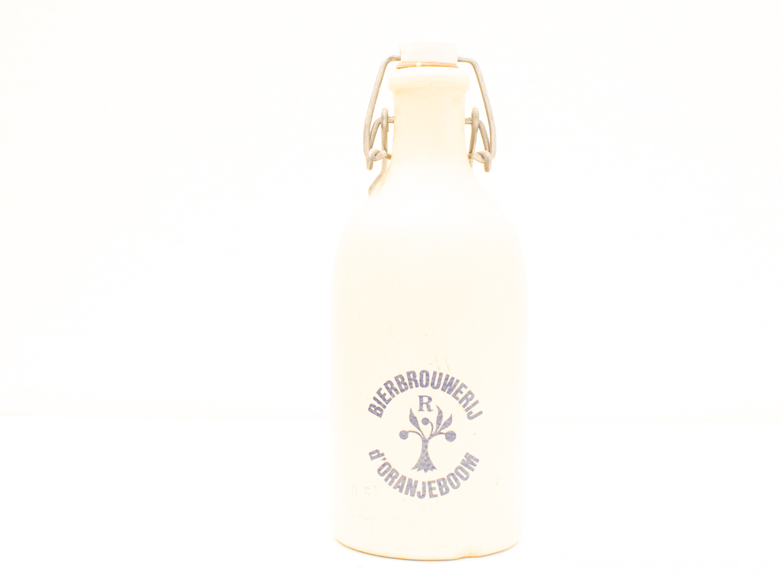 Vintage Oranjeboom Brewery ceramic bottle with swing top and rustic design for craft beverage lovers.