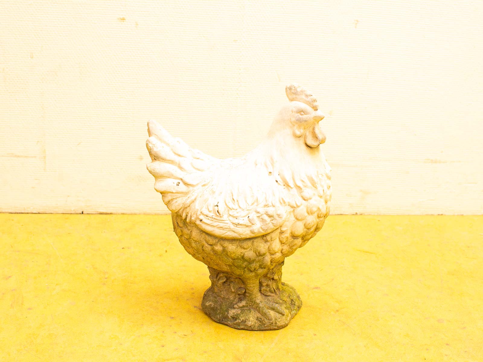 Charming vintage ceramic chicken figurine, perfect for rustic decor and nostalgic farmhouse styling.