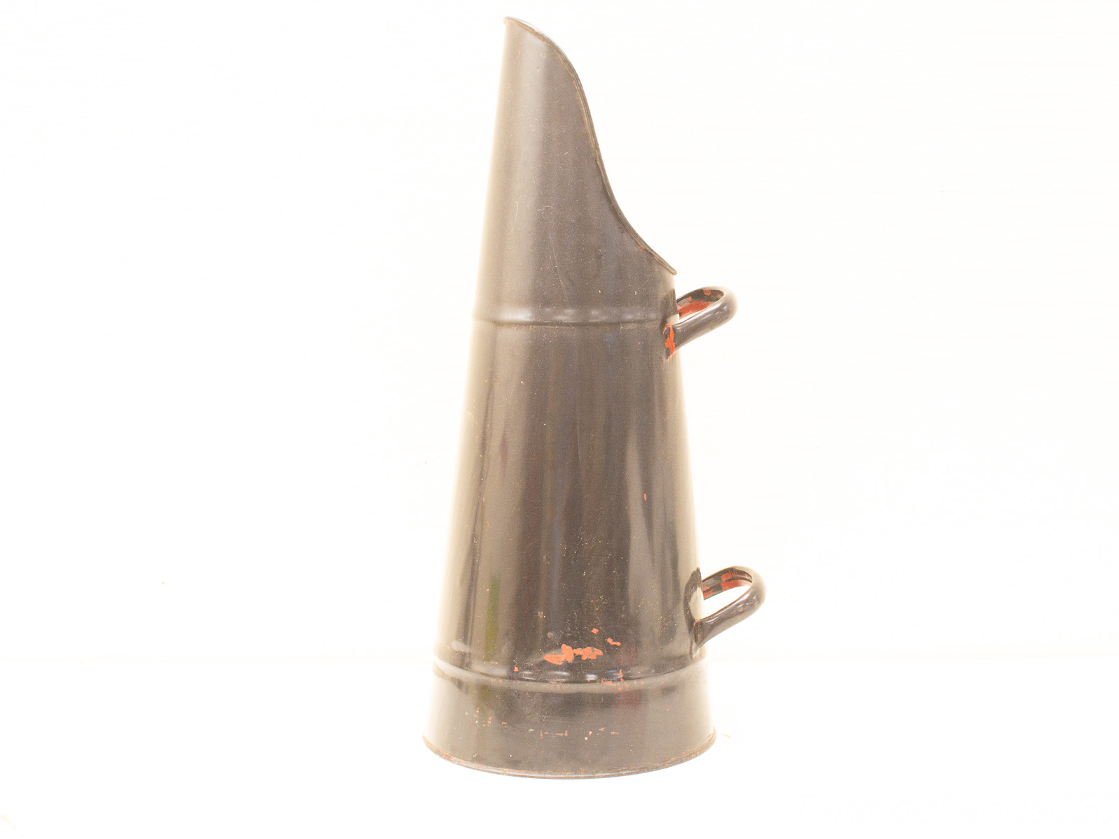 Vintage metal funnel with handles, showcasing timeless craftsmanship and a charming patina.