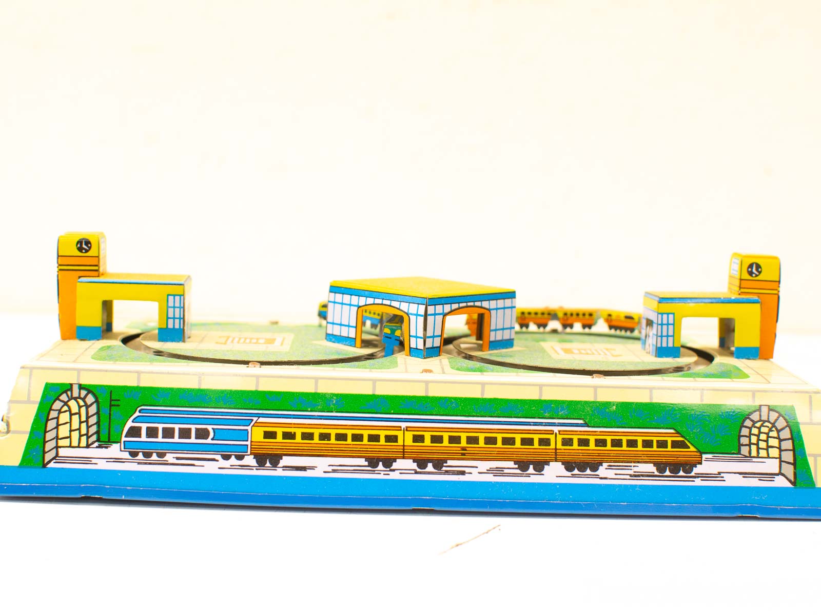 Colorful vintage toy train set igniting creativity and imaginative play for children.