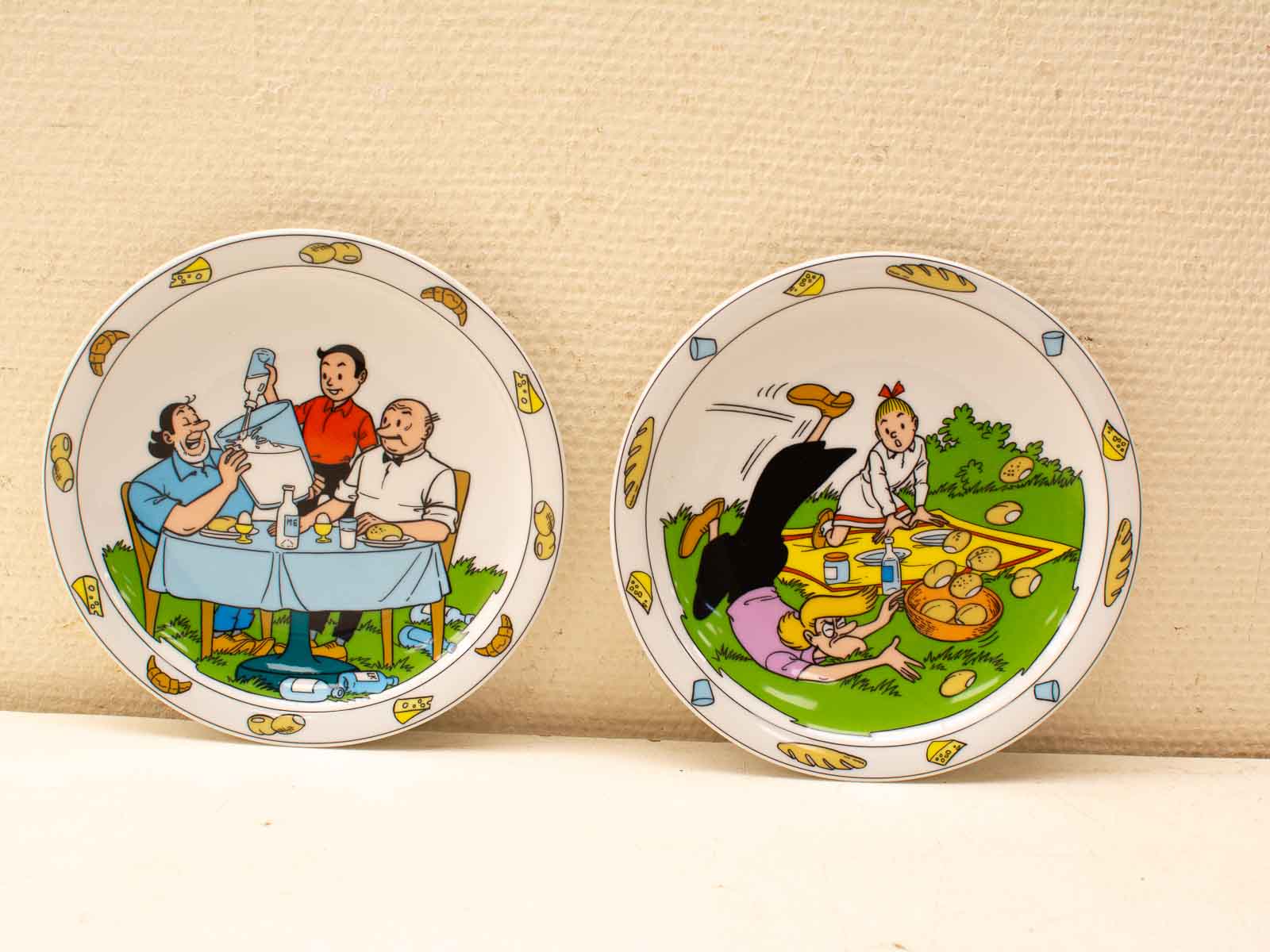 Charming plates celebrating friendship and humor through joyful dining and playful moments.