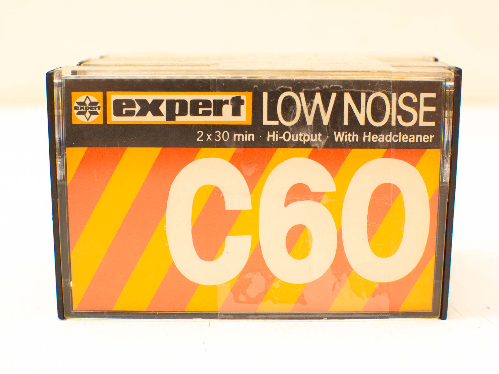 Vintage Expert C60 cassette tape, low noise, 60 minutes, vibrant design, perfect for audio enthusiasts.