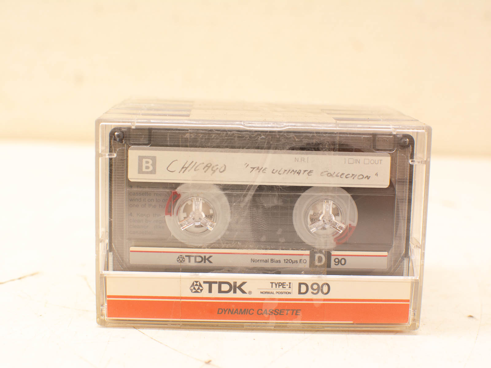 Vintage TDK D90 cassette featuring Chicagos Ultimate Collection, a nostalgic music treasure.