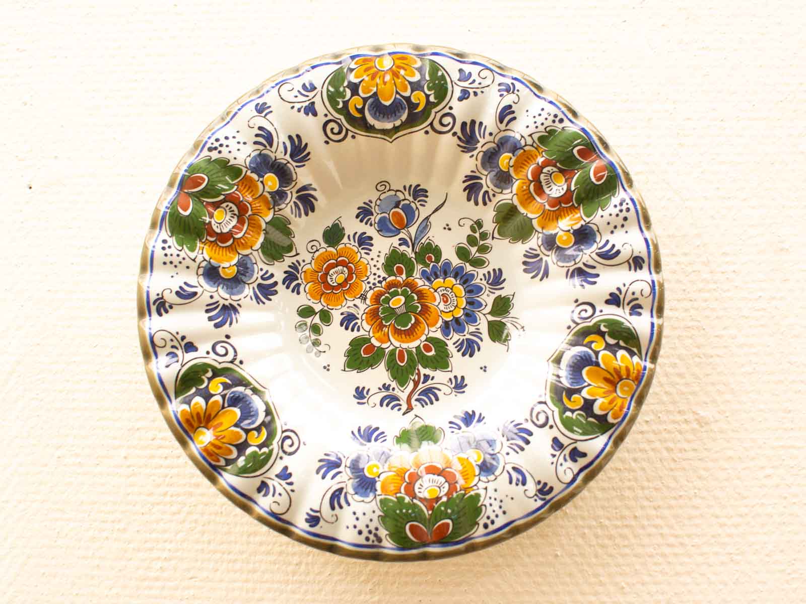 Traditional Hand-Painted Ceramic Bowl with Vibrant Floral Design