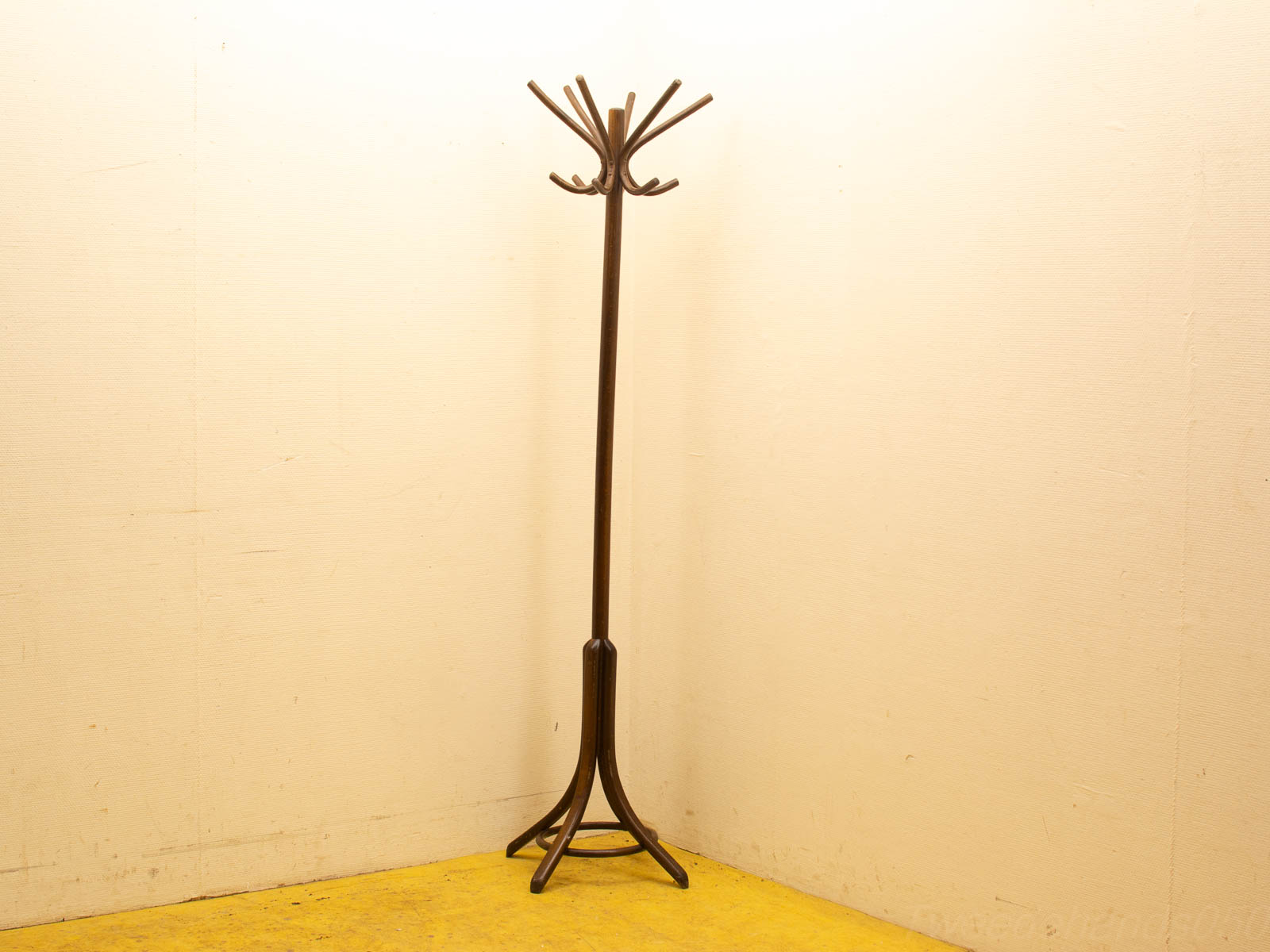 Elegant wooden coat rack with branch-like hooks, perfect for enhancing any entryway.