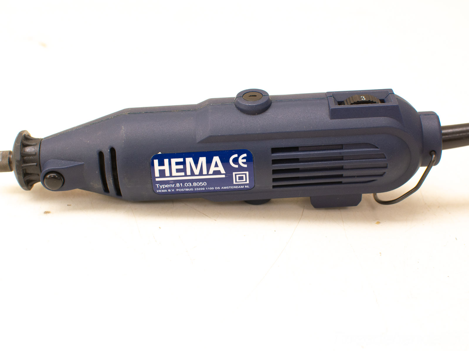 Ergonomic HEMA rotary tool Model 81.03.8050 for precision tasks with variable speed and cooling design.