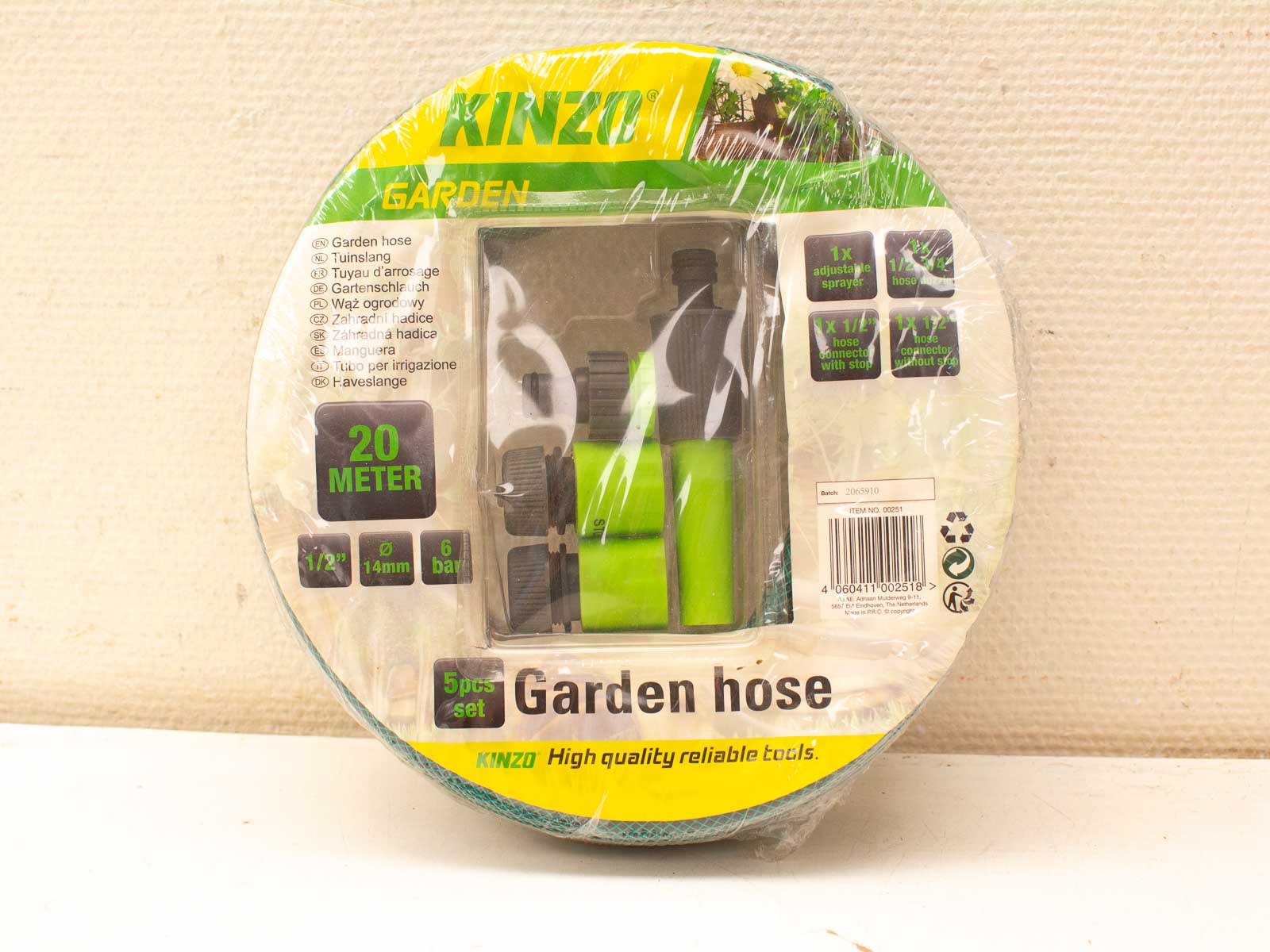 Premium KINZO 20 Meter Garden Hose Set with attachments for efficient gardening and irrigation tasks.