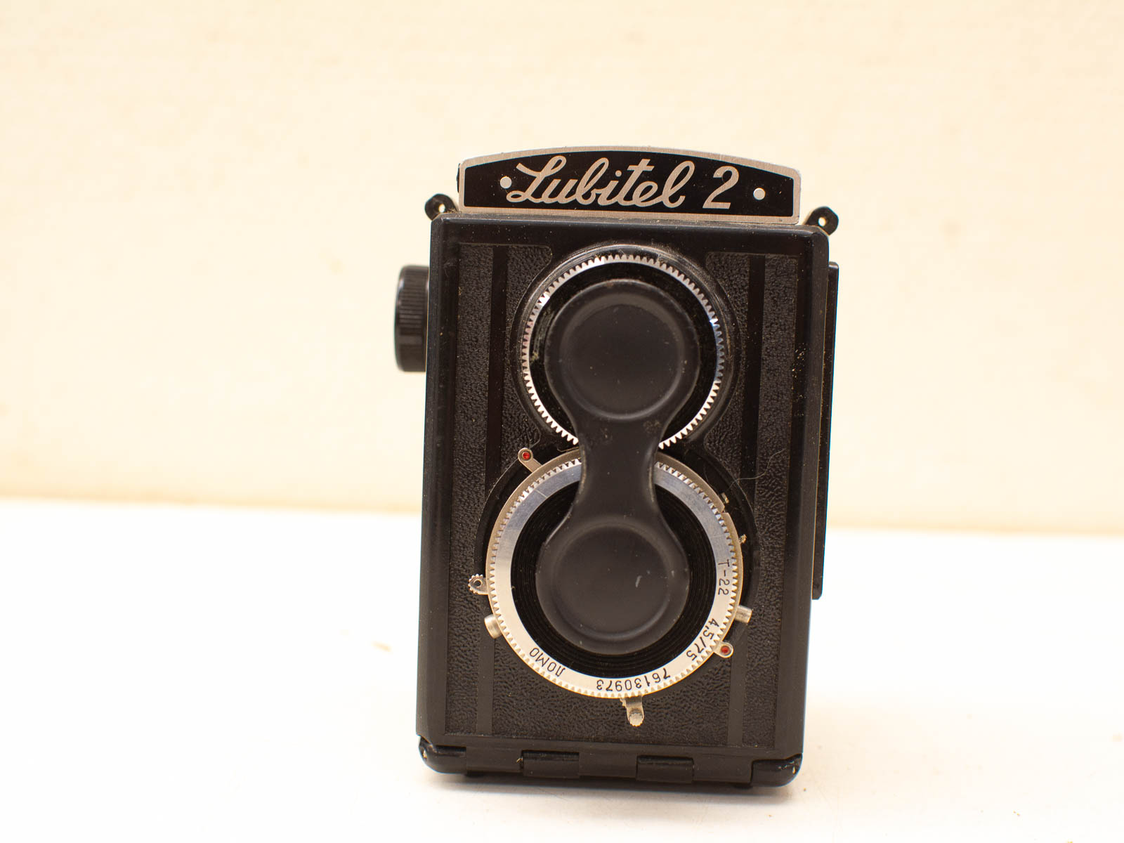 Vintage Lubitel 2 twin-lens reflex camera, a classic collectible for photography enthusiasts.