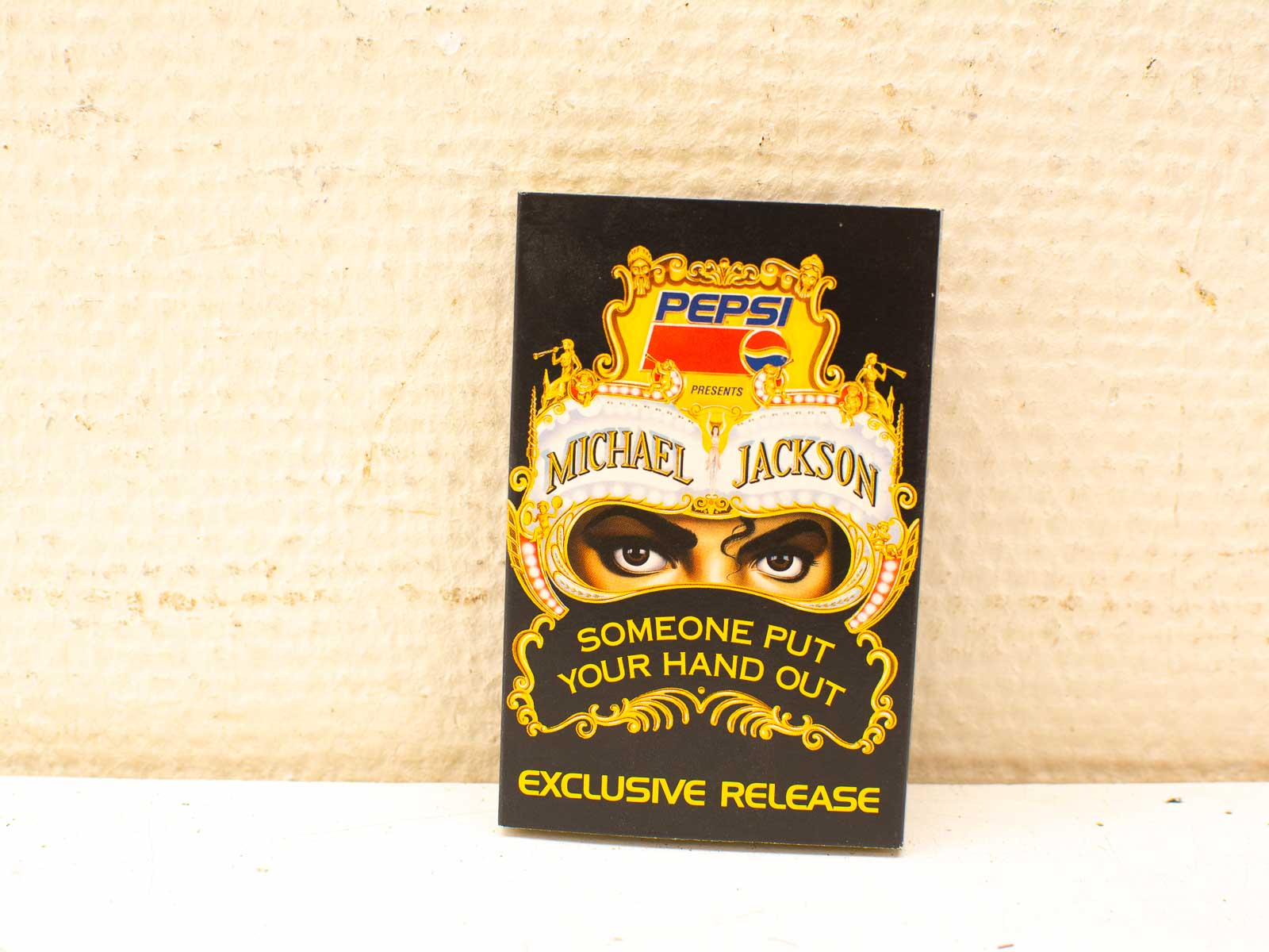 Michael Jackson Pepsi promotion art with mask graphic and exclusive release invitation.