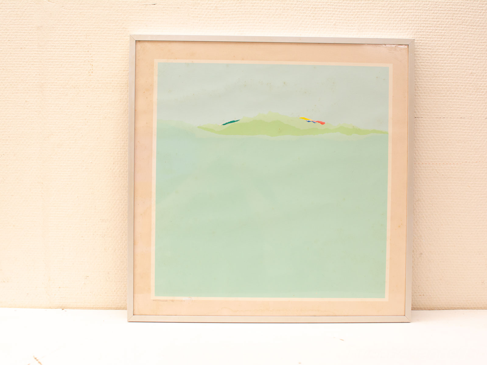 Serene abstract landscape in pastel greens and blues, ideal for tranquil spaces.