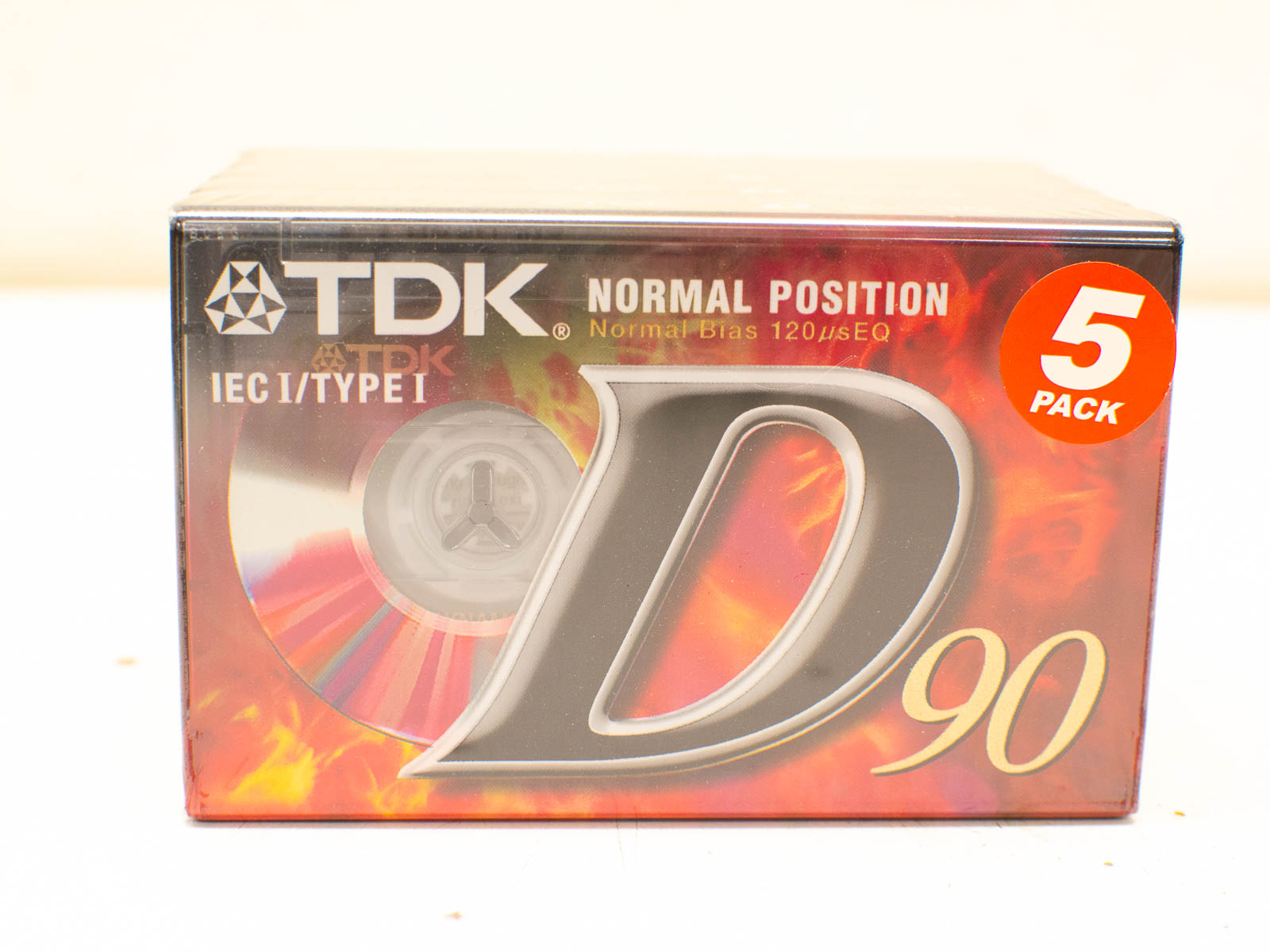 TDK D90 Cassette Tape 5-Pack for nostalgic analog audio recording up to 90 minutes.