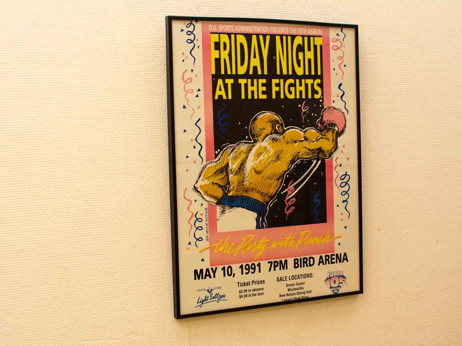 Vibrant retro poster for Friday Night at the Fights boxing event, May 10, 1991.